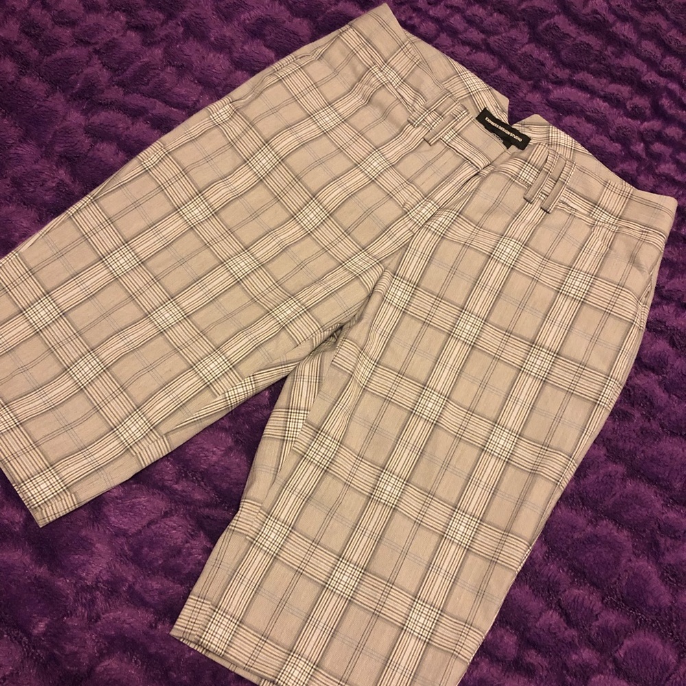 Grey Plaid Dress Shorts